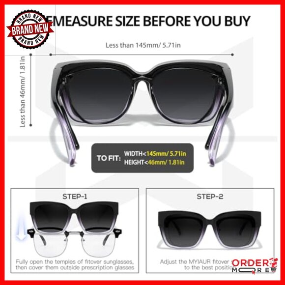 Women\'s Polarized Fit Over Glasses Sunglasses, 2 Pack, Oversized Square Frame main image 7